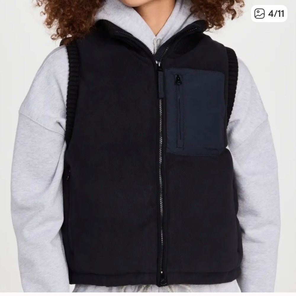 Sweaty Betty Black Navy Puffer Venture Fleece Padded Vest Size 12 - Picture 2 of 6